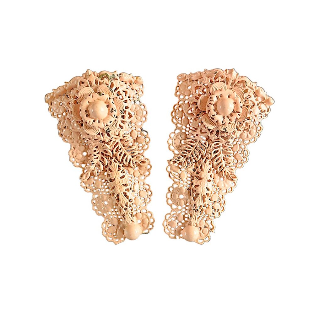 Large Pale Pink Mid Century Shoe Clips